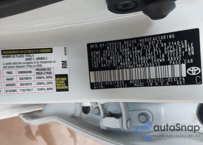 5YFETMAE9NT309613: 42451005