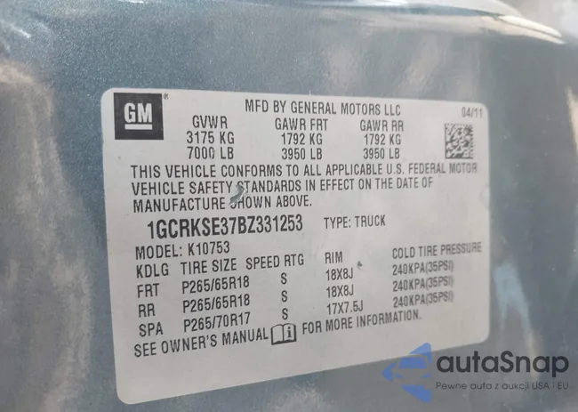 1GCRKSE37BZ331253: 42451194