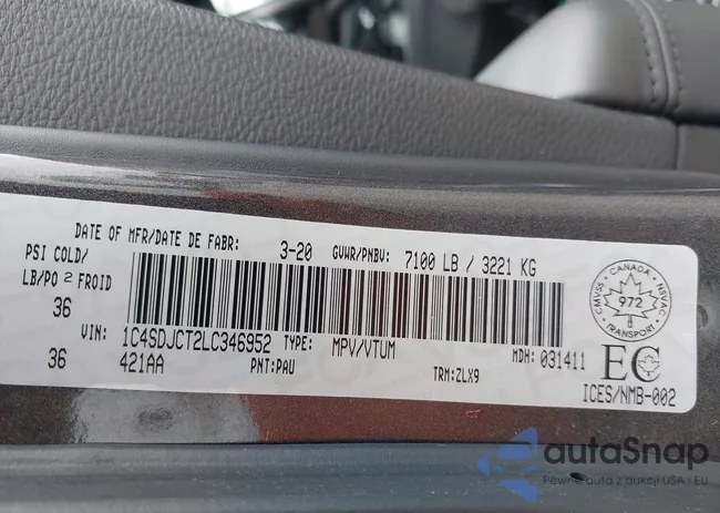 1C4SDJCT2LC346952: 42451221