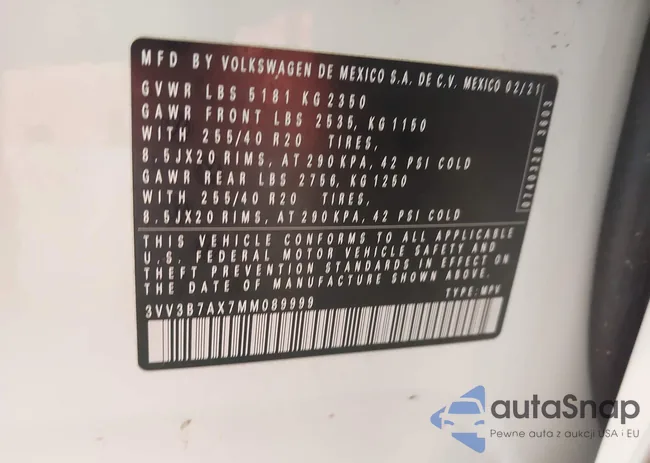 3VV3B7AX7MM089999: 42451274