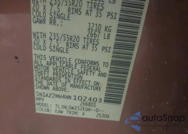 5N1AZ2MH4HN102403: 42450567