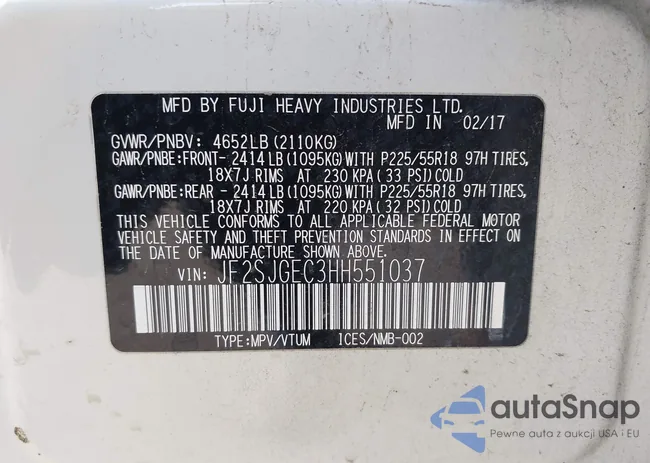 JF2SJGEC3HH551037: 42450610