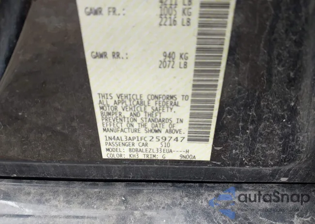 1N4AL3AP1FC259747: 42450725