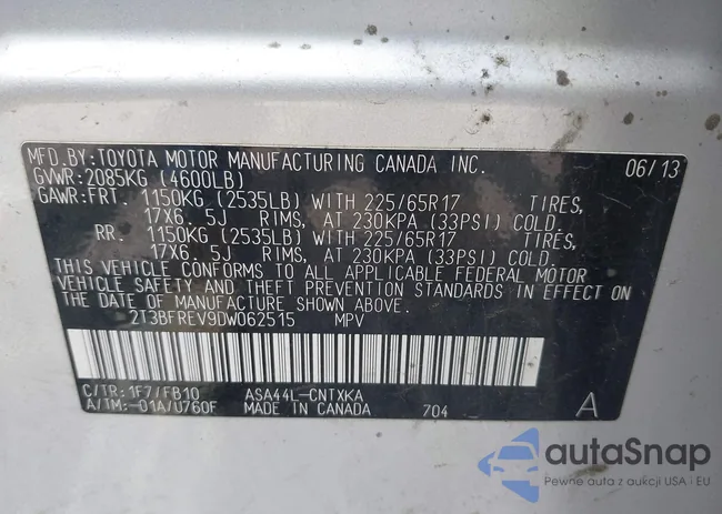 2T3BFREV9DW062515: 42451882