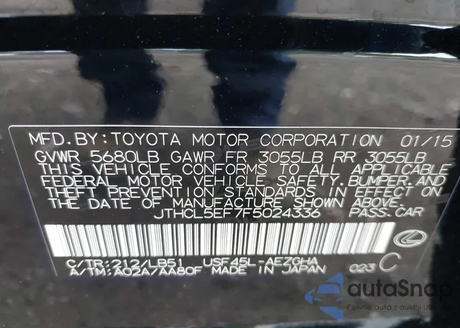 JTHCL5EF7F5024336: 42452030