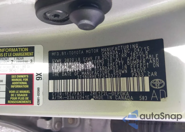 2T1BURHE1FC403727: 42452070