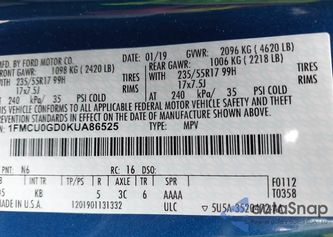 1FMCU0GD0KUA86525: 42452259