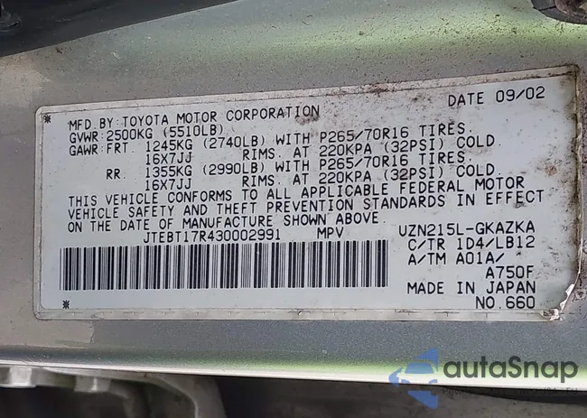 JTEBT17R430002991: 42451365