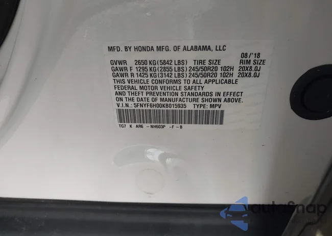 5FNYF6H00KB015935: 42452884