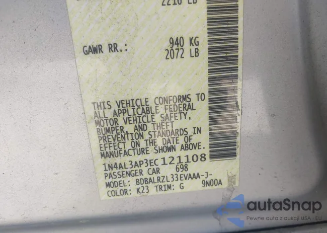 1N4AL3AP3EC121108: 42452931