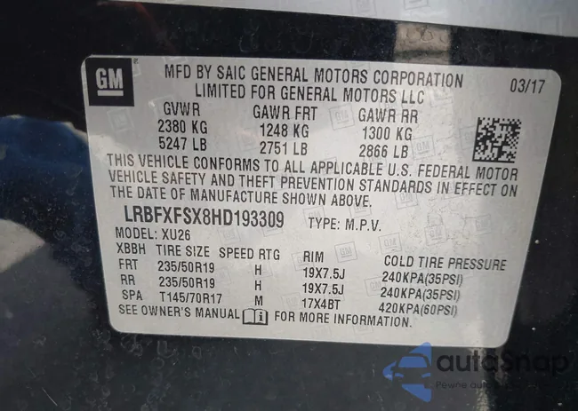 LRBFXFSX8HD193309: 42453243