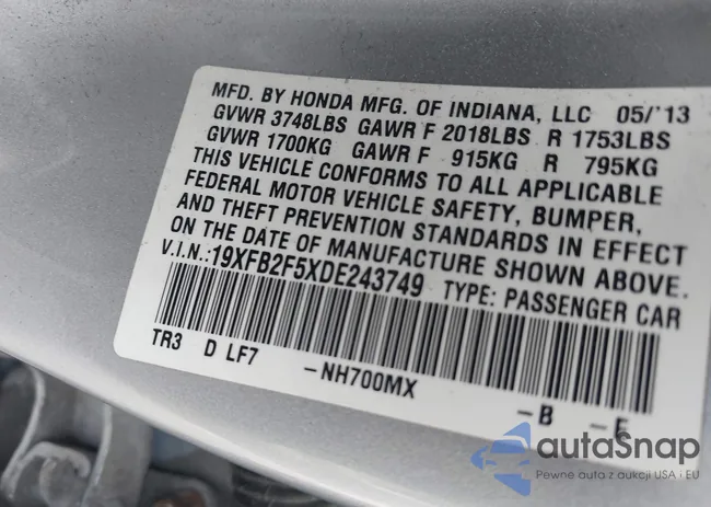 19XFB2F5XDE243749: 42453297