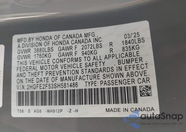 2HGFE2F53SH581486: 42452383