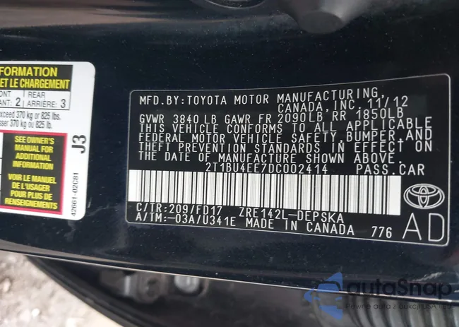 2T1BU4EE7DC002414: 42453976