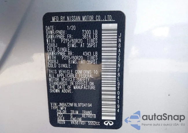 JN8AZ2NF8L9704194: 42454057