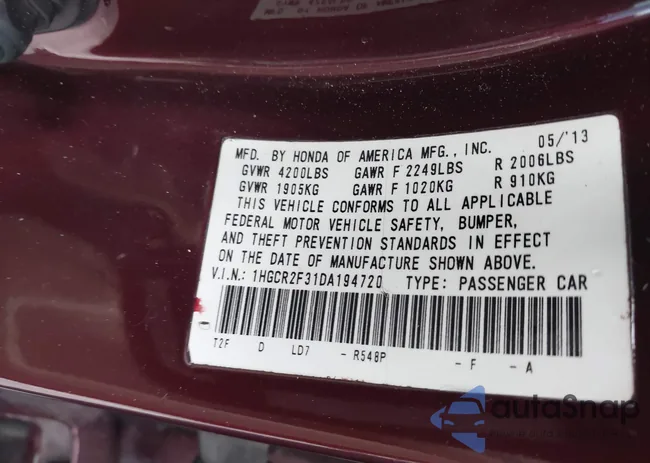 1HGCR2F31DA194720: 42454109