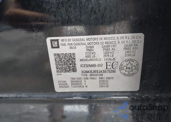 3GNKBJRS1KS675386: 42453738