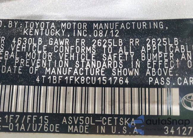 4T1BF1FK8CU151764: 42454971