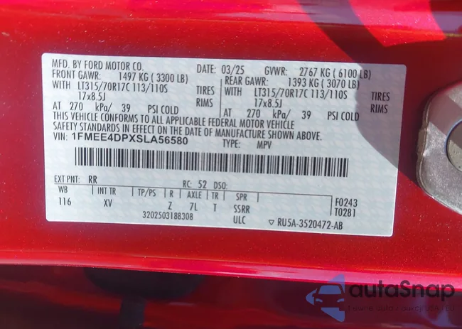 1FMEE4DPXSLA56580: 42455016