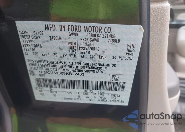 1FMCU59309KB22463: 42454455