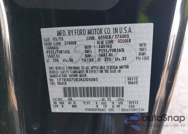 1FTRX07283KD05085: 42455974