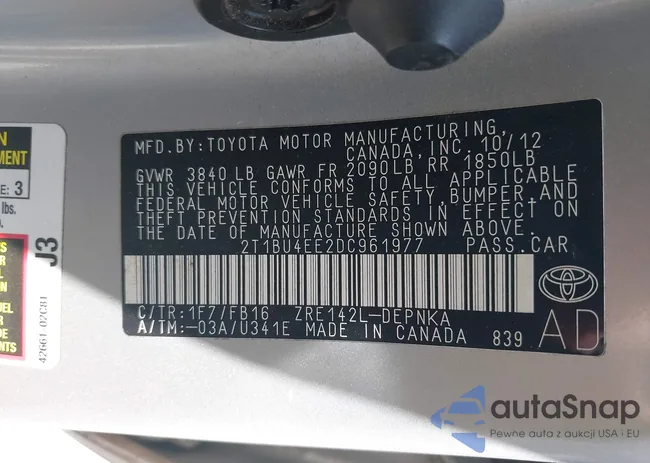 2T1BU4EE2DC961977: 42455983