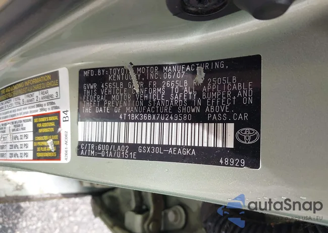 4T1BK36BX7U249580: 42456038