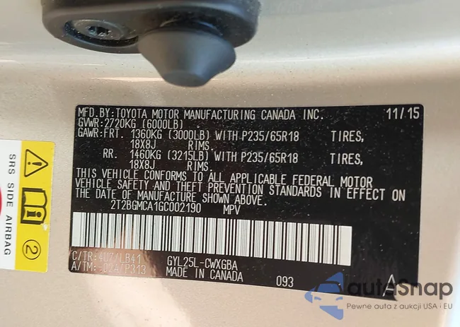 2T2BGMCA1GC002190: 42456053