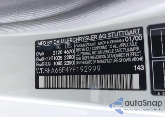 WDBFA68F4YF192999: 42455495