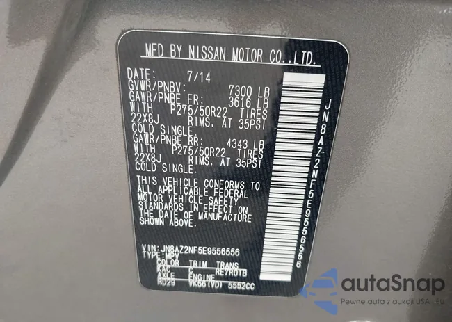 JN8AZ2NF5E9556556: 42455689