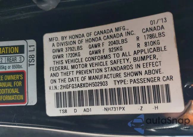 2HGFG3A8XDH502903: 42457146