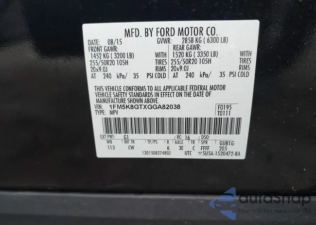 1FM5K8GTXGGA82038: 42456393