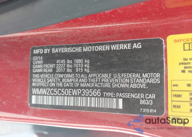 WMWZC5C50EWP39566: 42456424