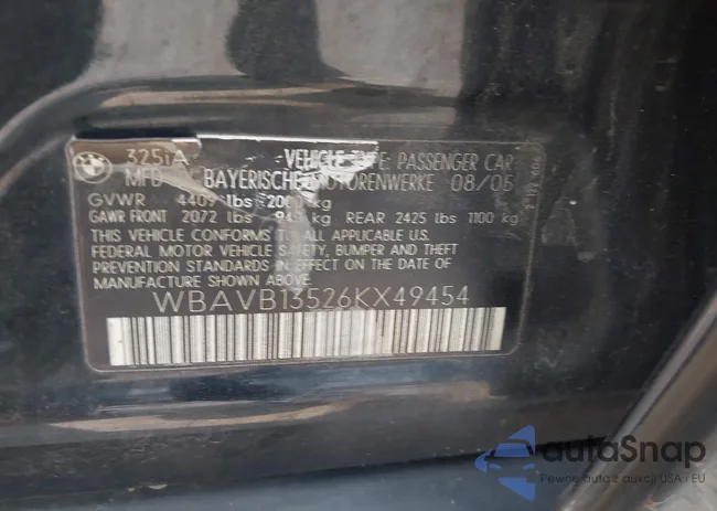 WBAVB13526KX49454: 42456526