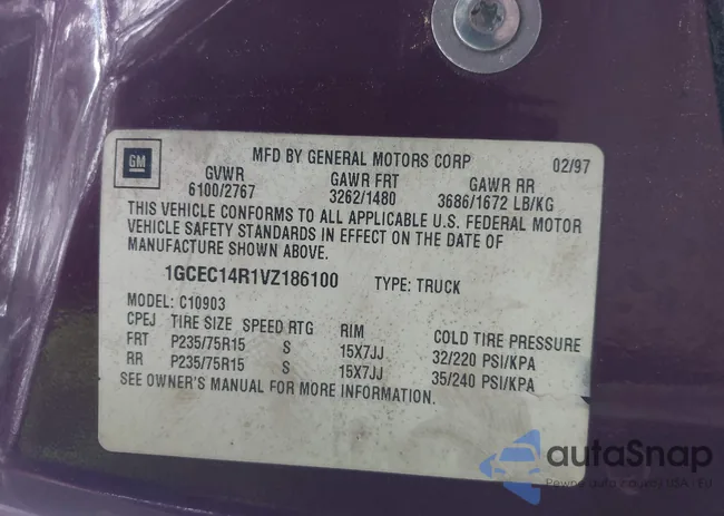 1GCEC14R1VZ186100: 42457847