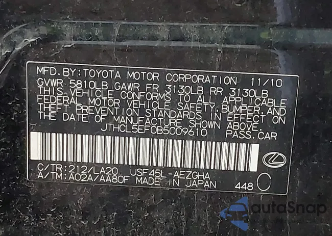 JTHCL5EF0B5009610: 42457854