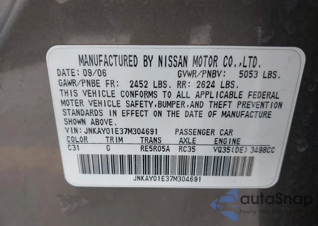 JNKAY01E37M304691: 42458089