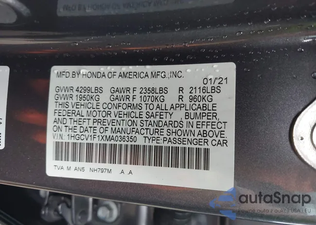 1HGCV1F1XMA036350: 42457329