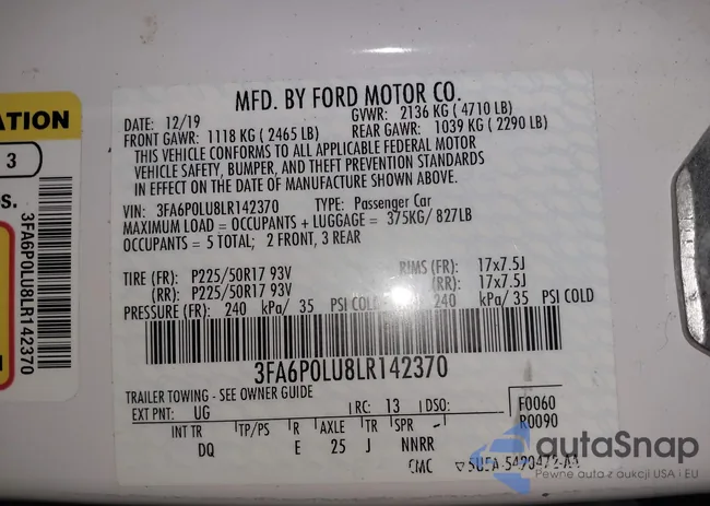 3FA6P0LU8LR142370: 42457342