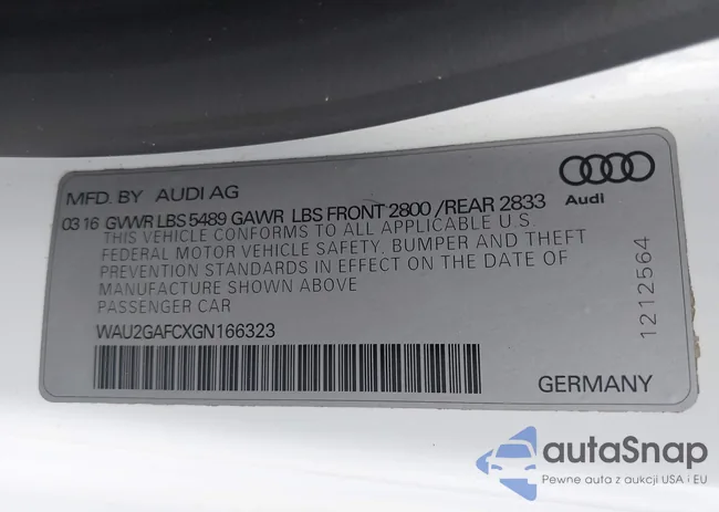 WAU2GAFCXGN166323: 42457343