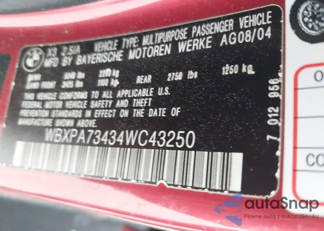 WBXPA73434WC43250: 42457372