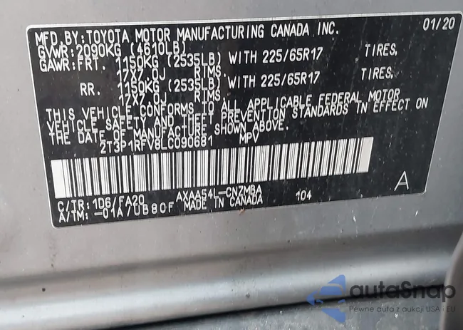 2T3P1RFV8LC090681: 42457588