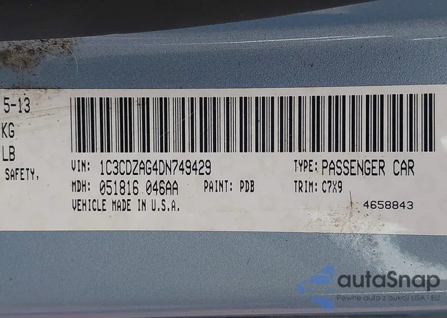 1C3CDZAG4DN749429: 42457642