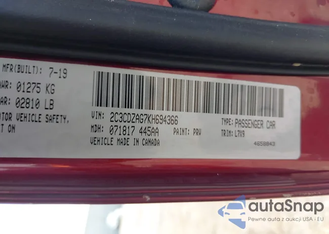 2C3CDZAG7KH694366: 42458775