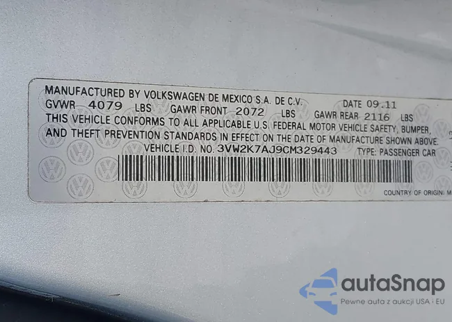 3VW2K7AJ9CM329443: 42458822