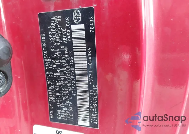 4T1FA38P78U145613: 42458830