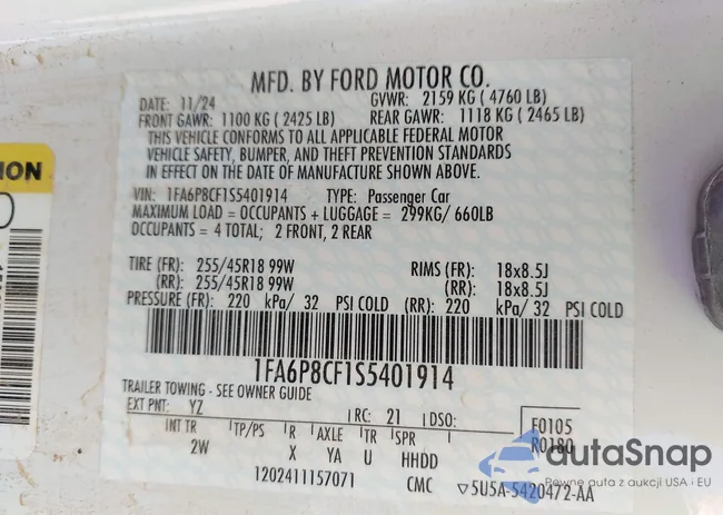 1FA6P8CF1S540191: 42458846