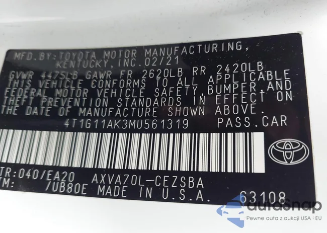 4T1G11AK3MU561319: 42458848