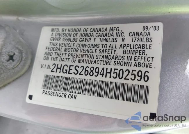 2HGES26894H502596: 42458867