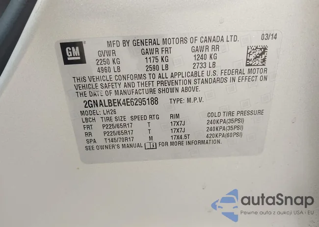 2GNALBEK4E6295188: 42459187